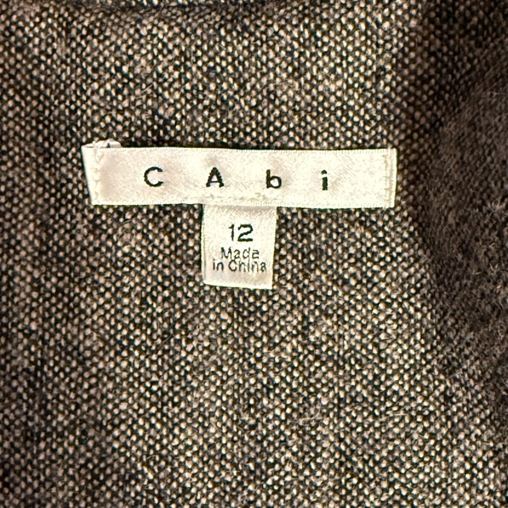 Cabi Shakespeare Tweed Overcoat Grayish/Brown Size 12 Wool Blend Knee Length - Picture 4 of 16